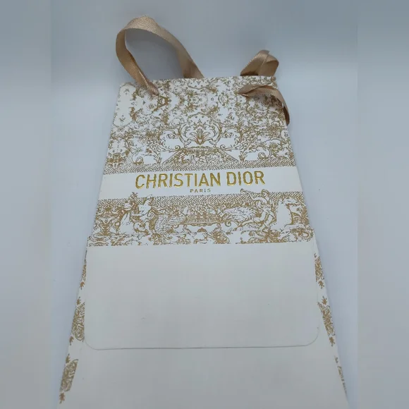 Christian Dior Gold Toile de Jouy Gift Bag Holiday Luxury Boutique Packaging - Picture 2 of 4